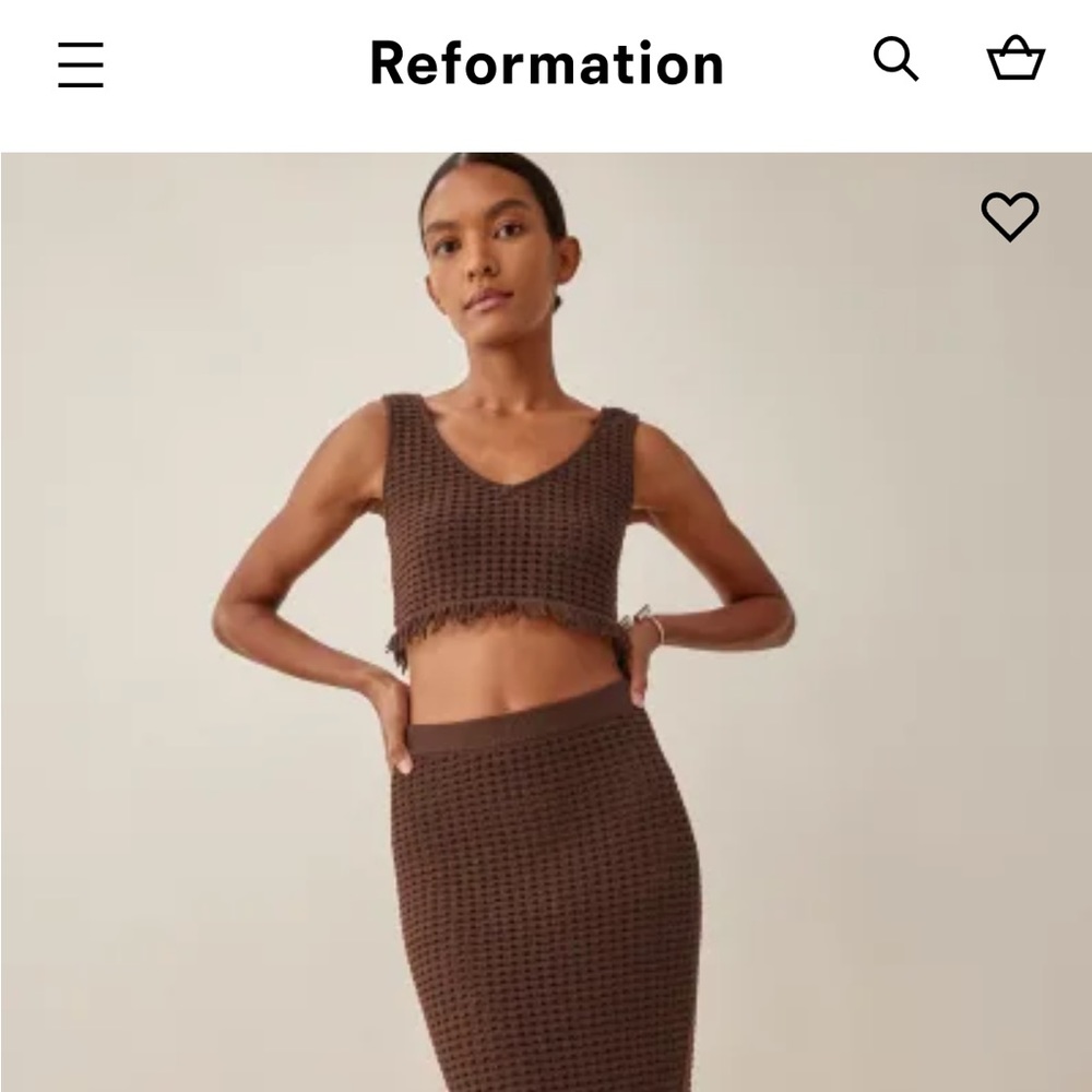 The Reformation top+skirt 2 set!! Excellent quality and only worn once.